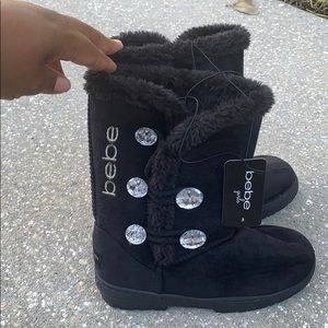 Black Bebe Boots with Fur